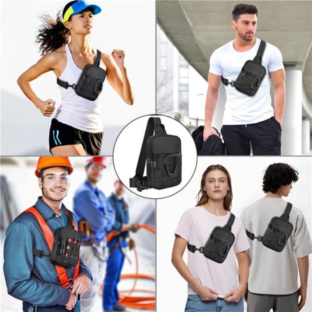 Small Sling Bag for Men,Tactical Inspired Waterproof Utility EDC Mini Chest Bag - Picture 2 of 8